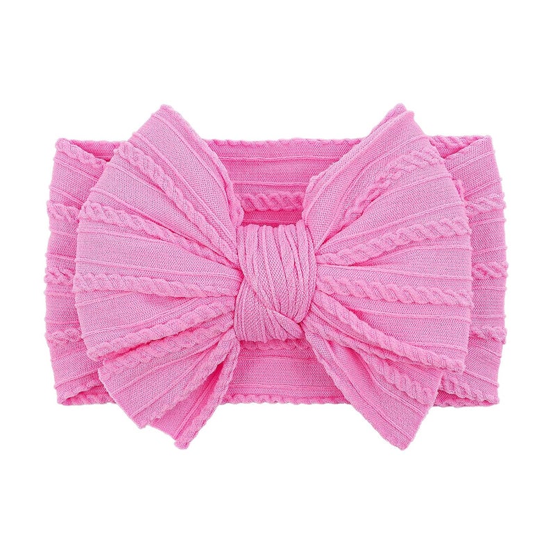 LemonSpace Store Handmade Baby Girls Bows Soft Stretchy Nylon Hair Bands Hair Accessories Baby headbands with Bows for Newborn Baby Girls Infant Toddlers Kids(Pink - Image 1